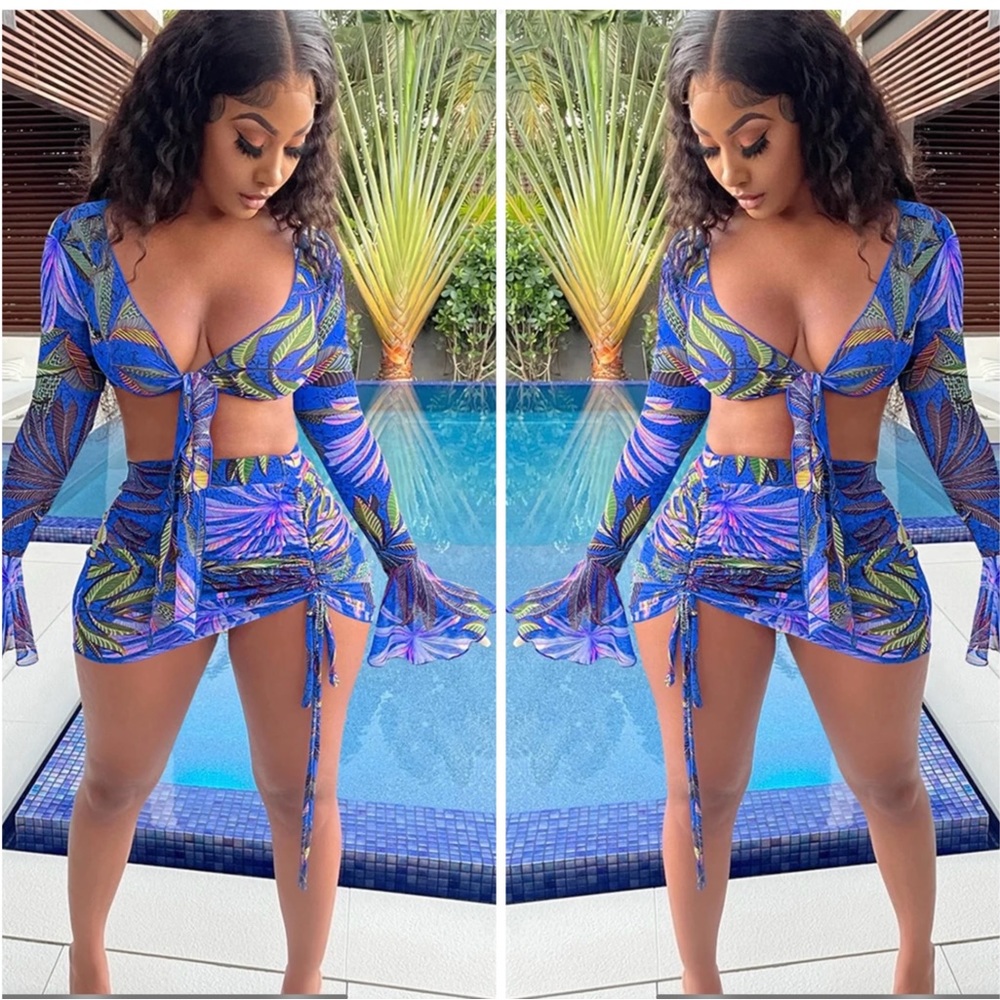 Floral Sheer Skirt Set
